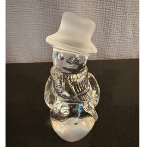 Snowman Paperweight Frosted Top Hat Holiday Decor